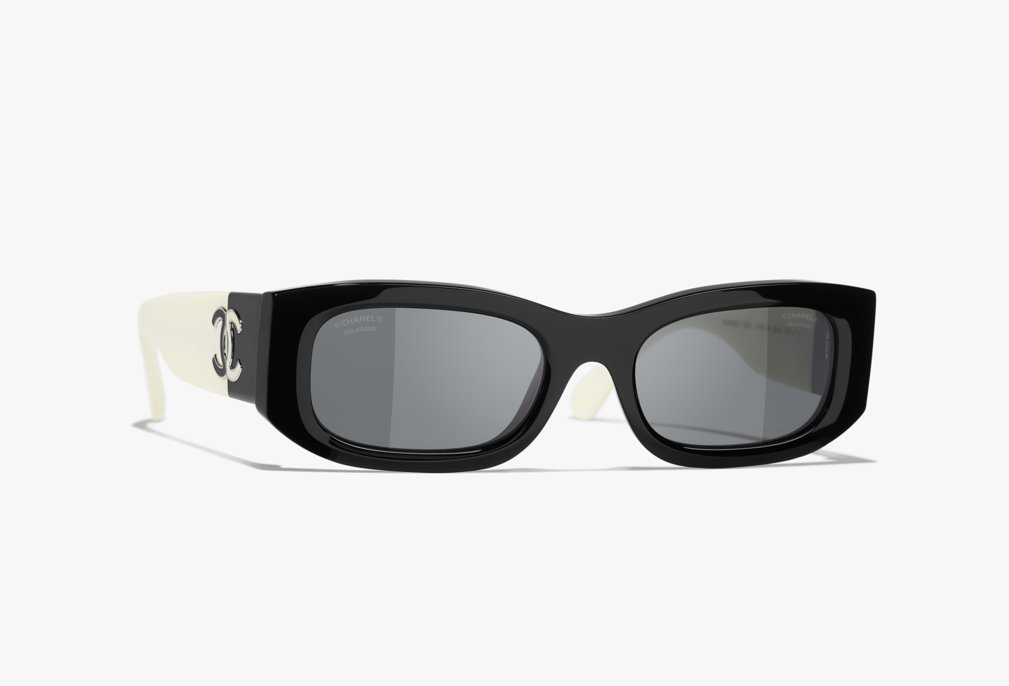 Rectangle Sunglasses - Black & White - Acetate - Default view